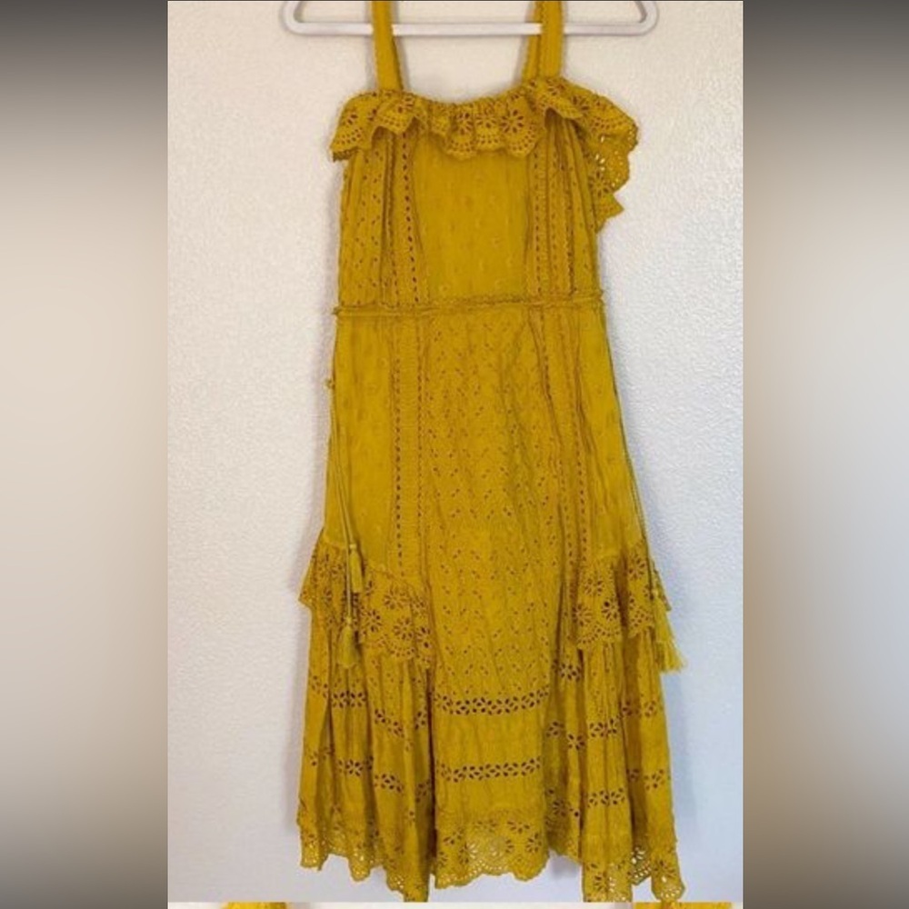 Ulla Johnson eyelet 2 678$ Edwina dress boho designer chartreuse luxury spring - Picture 8 of 10